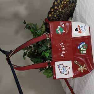 Rosetti Christmas Holiday Purse Pocketbook Red Embroidered Faux Leather